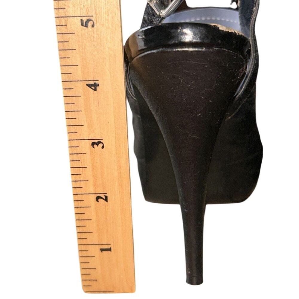 Steve Madden Black Leather Peep Toe Slingback Stiletto Heels 8 - Picture 7 of 8